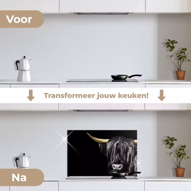 Spatscherm keuken - Schotse hooglander - Goud - Vacht - Dieren - Koe — 3