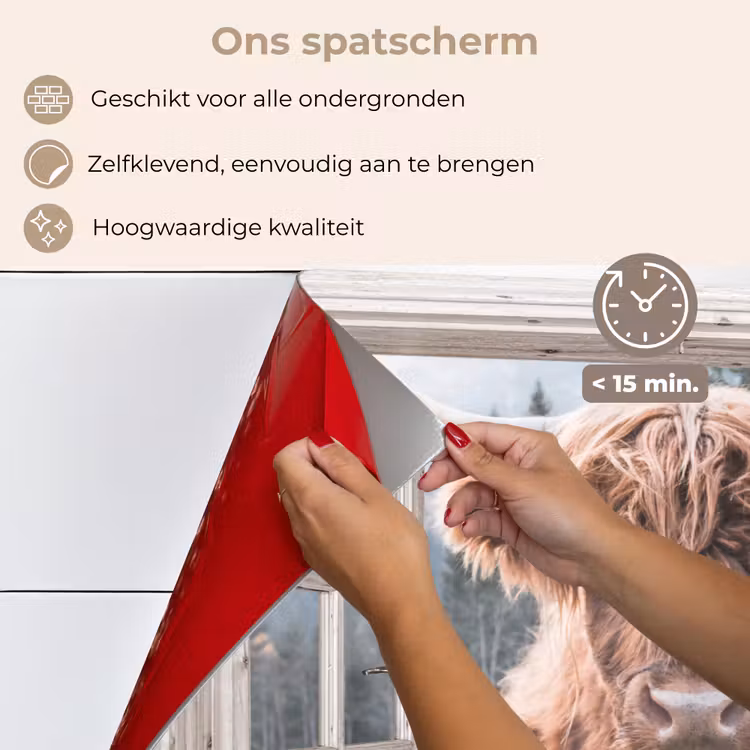 Spatscherm keuken - Schotse hooglander - Koe - Berg - Doorkijk — 4