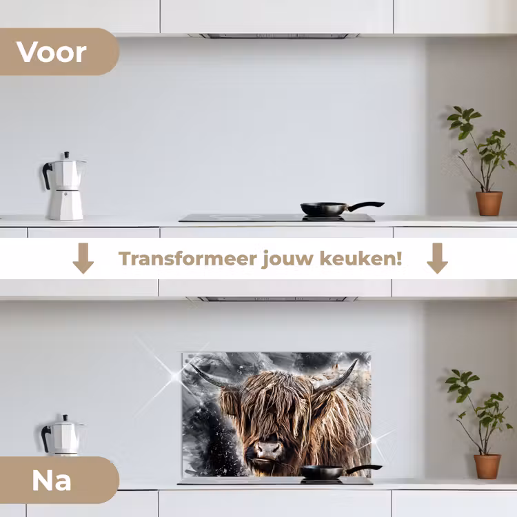 Spatscherm keuken - Schotse hooglander - Verf - Koe — 3