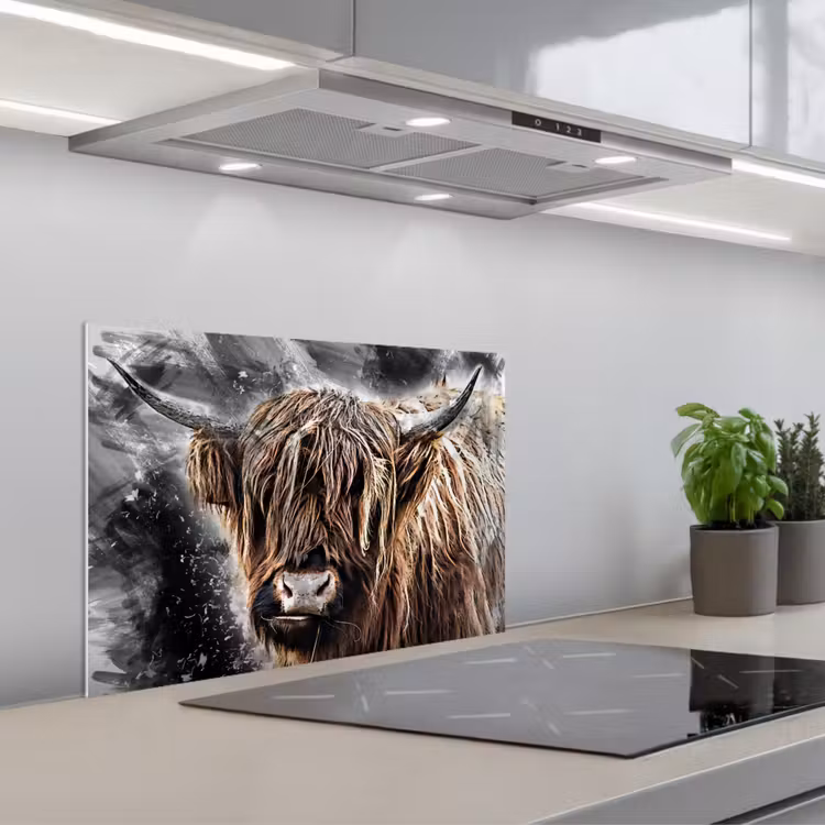 Spatscherm keuken - Schotse hooglander - Verf - Koe — 5