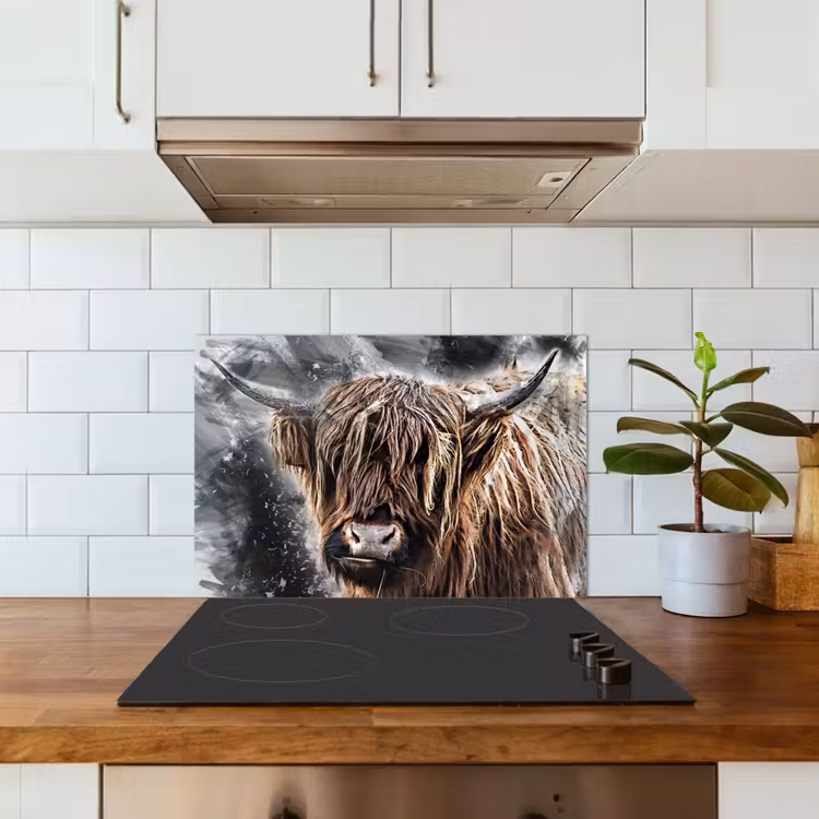 Spatscherm keuken - Schotse hooglander - Verf - Koe — 6
