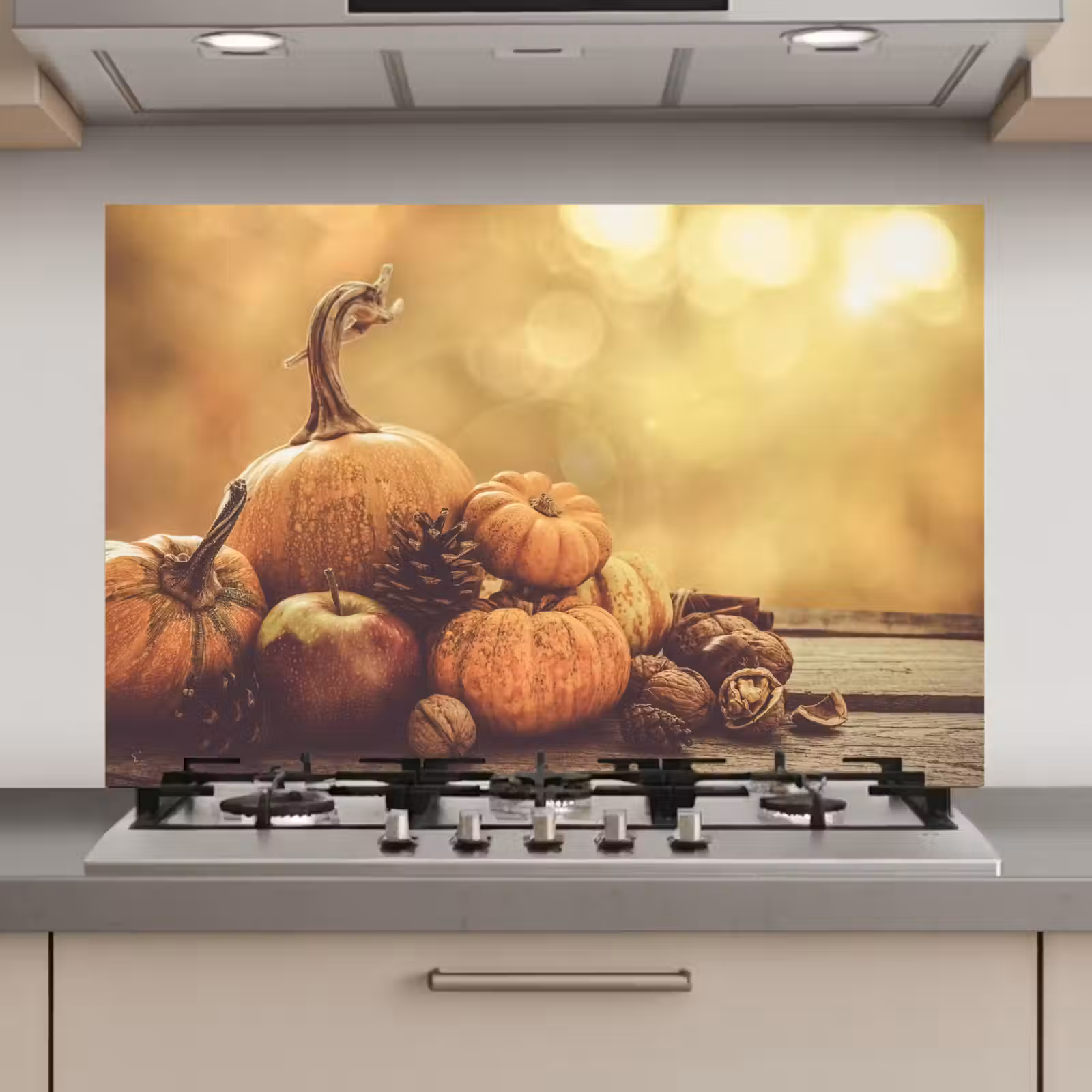 Spatscherm keuken - Pompoen - Herfst - Dennenappel - Fruit - Appel — 1