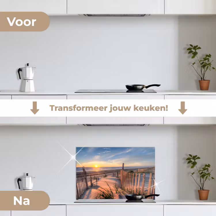 Spatscherm keuken - Strand - Zee - Duin - Zonsondergang - Landschap — 3