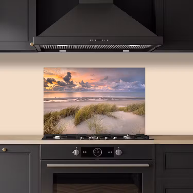 Spatscherm keuken - Zonsondergang - Duin - Strand - Planten - Zee — 2