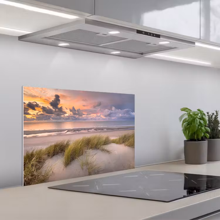 Spatscherm keuken - Zonsondergang - Duin - Strand - Planten - Zee — 5