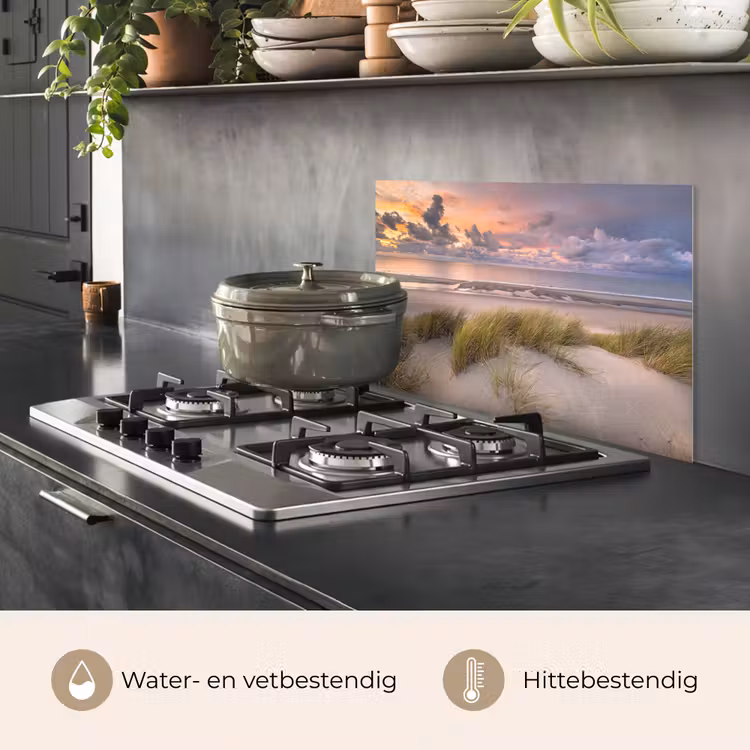 Spatscherm keuken - Zonsondergang - Duin - Strand - Planten - Zee — 7