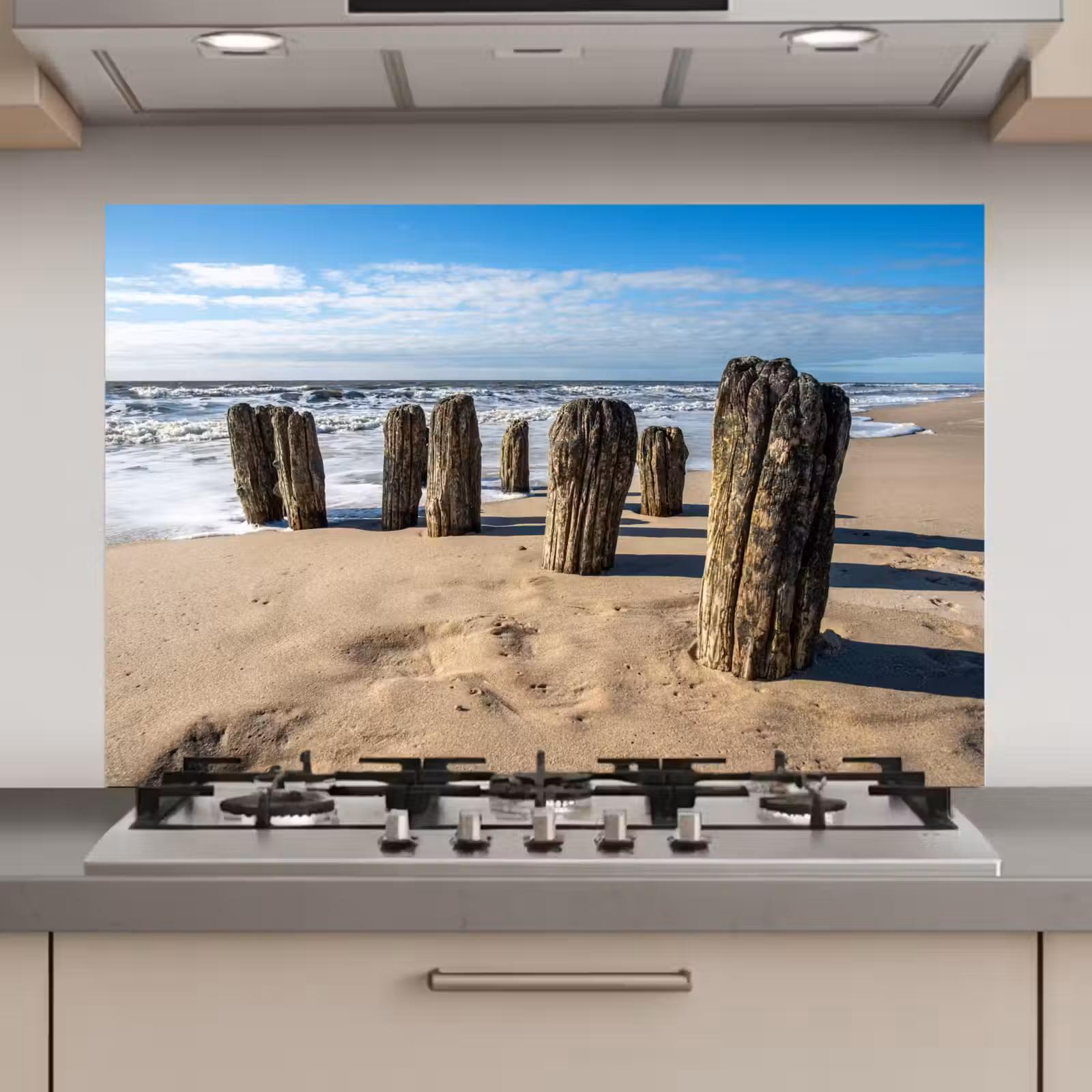 Spatscherm keuken - Zand - Strand - Paal - Water - Zomer — 1