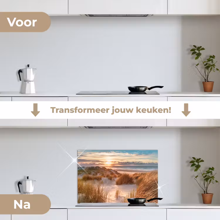 Spatscherm keuken - Duin - Planten - Zonsondergang - Strand - Zee — 3