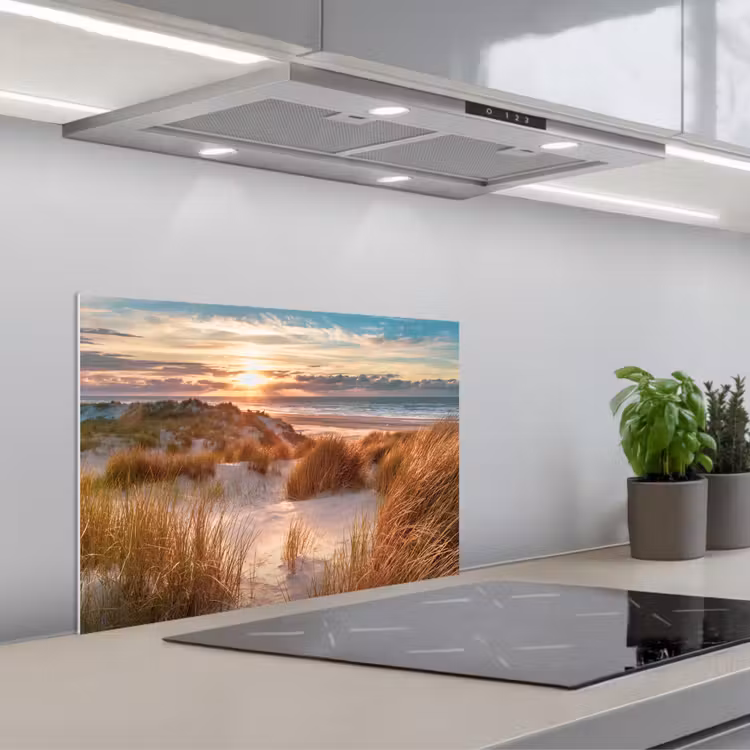 Spatscherm keuken - Duin - Planten - Zonsondergang - Strand - Zee — 5