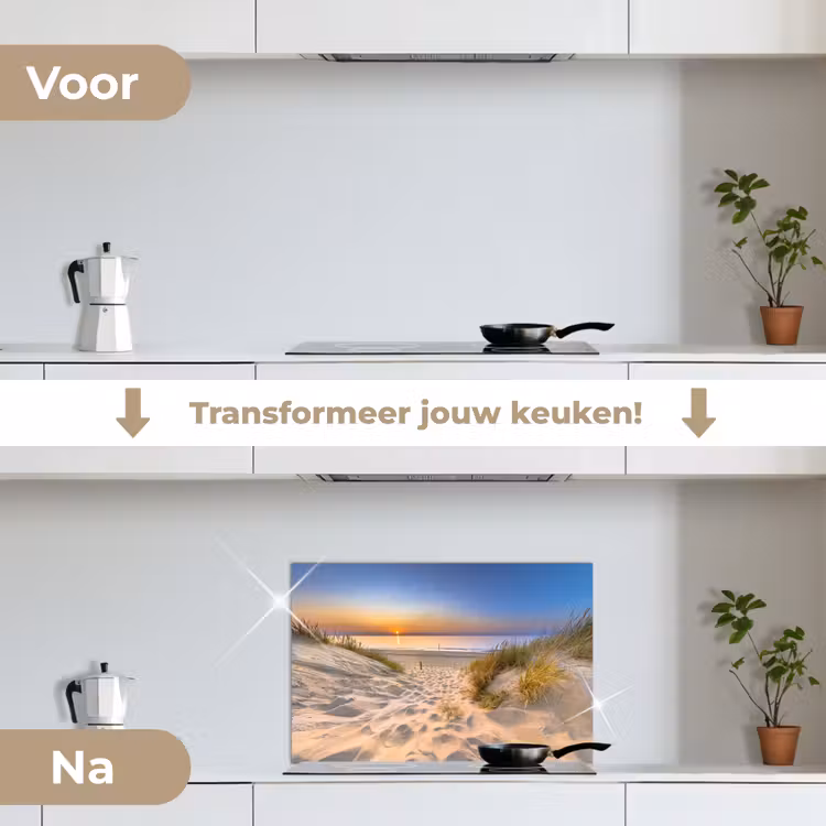 Spatscherm keuken - Duin - Zonsondergang - Horizon - Strand - Gras — 3