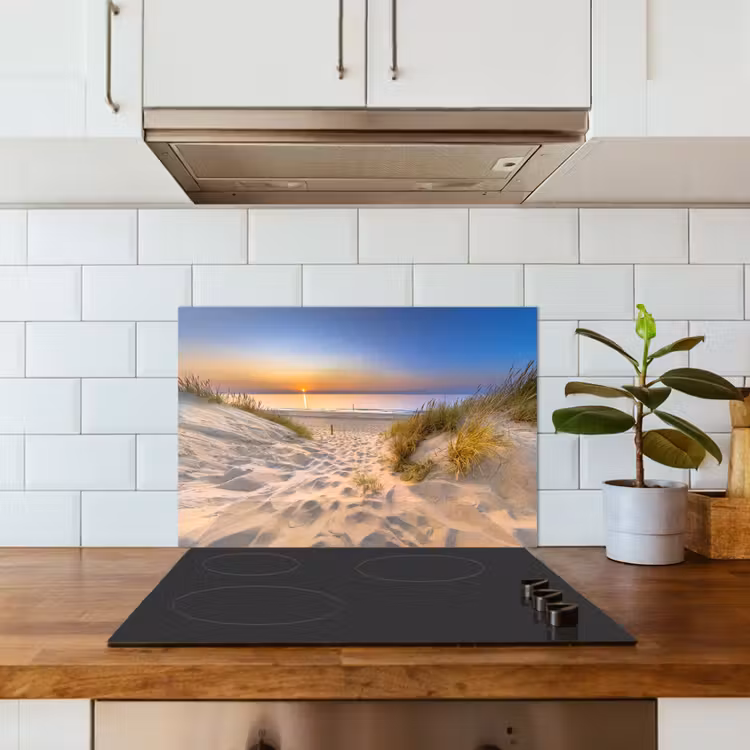 Spatscherm keuken - Duin - Zonsondergang - Horizon - Strand - Gras — 6