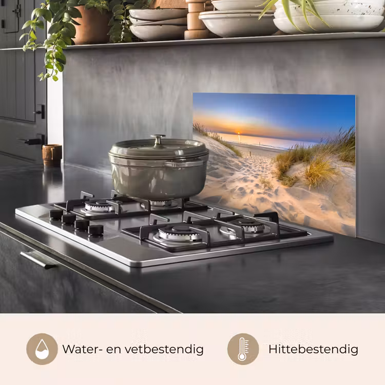 Spatscherm keuken - Duin - Zonsondergang - Horizon - Strand - Gras — 7