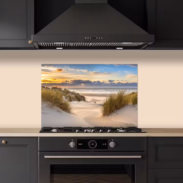 Spatscherm keuken - Strand - Duin - Gras - Zonsondergang - Zee — 2