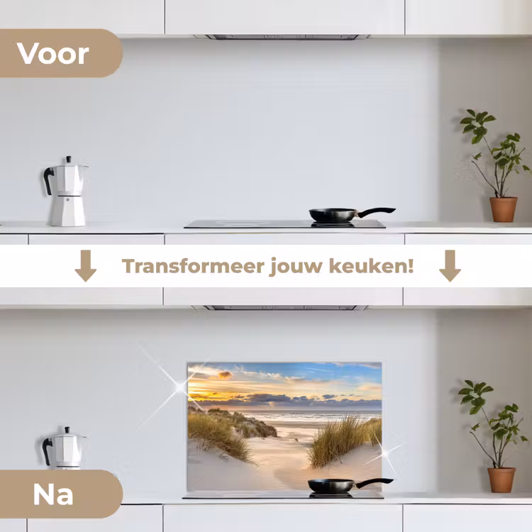 Spatscherm keuken - Strand - Duin - Gras - Zonsondergang - Zee — 3