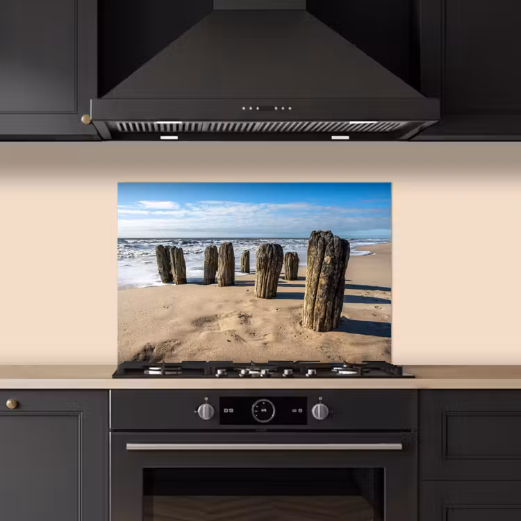 Spatscherm keuken - Zand - Strand - Paal - Water - Zomer — 2