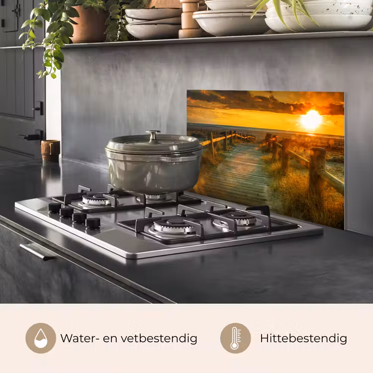 Spatscherm keuken - Zon - Strand - Duin - Horizon - Gras - Pad - Oranje — 7
