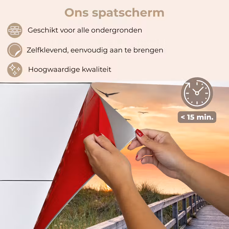 Spatscherm keuken - Zonsonderang - Zee - Pad - Gras - Duin - Vogels — 4