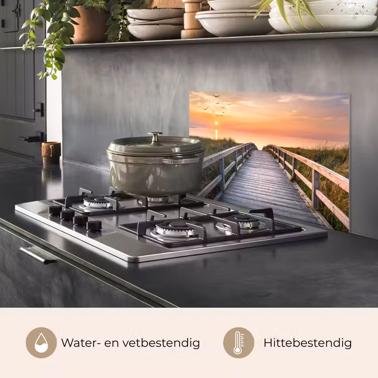 Spatscherm keuken - Zonsonderang - Zee - Pad - Gras - Duin - Vogels — 7
