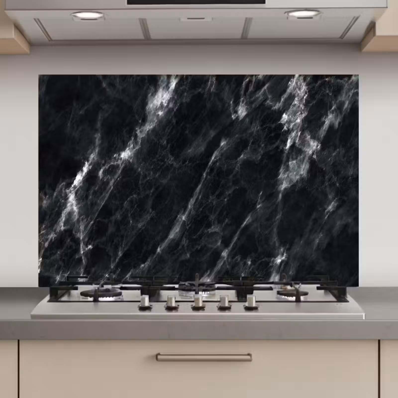 Spatscherm keuken - Marmer - Zwart - Luxe — 1