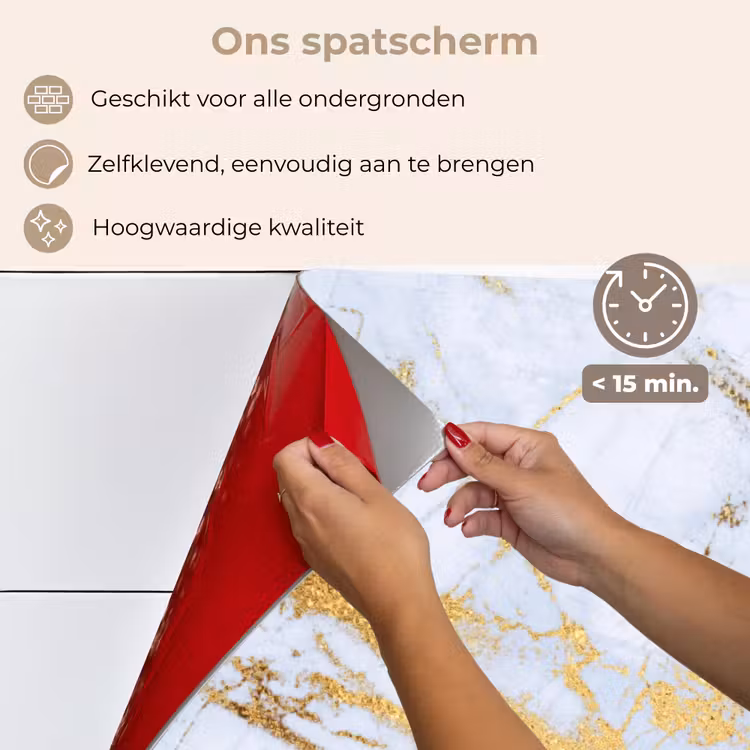 Spatscherm keuken - Marmer - Goud - Wit - Luxe - Marmerlook - Glitter — 4