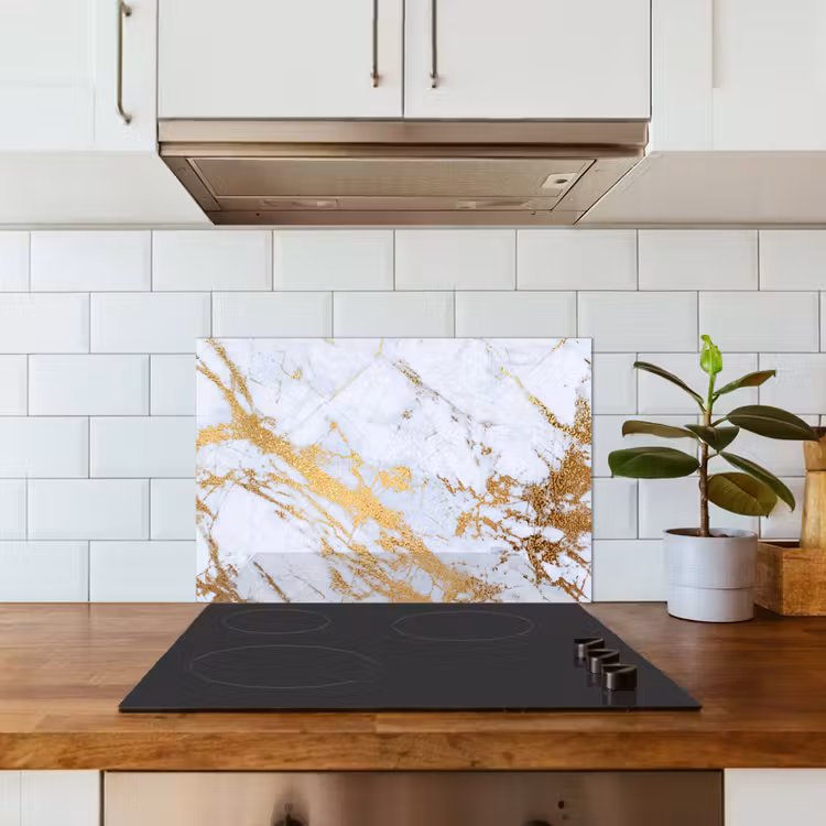 Spatscherm keuken - Marmer - Goud - Wit - Luxe - Marmerlook - Glitter — 6
