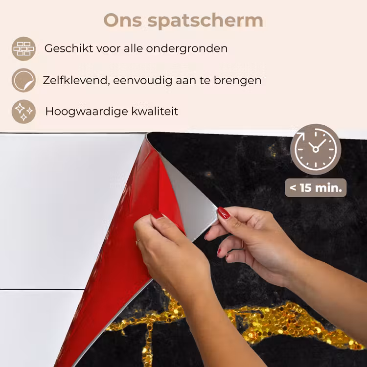 Spatscherm keuken - Marmer - Goud - Zwart - Marmerlook - Glitter — 4