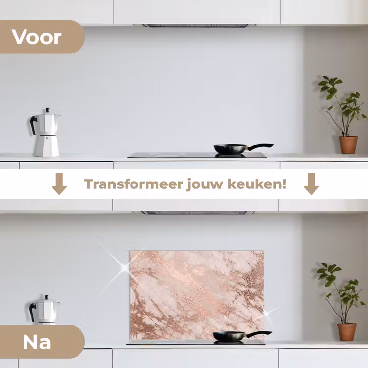 Spatscherm keuken - Marmer - Roze - Luxe - Marmerlook - Glitter - Design — 3