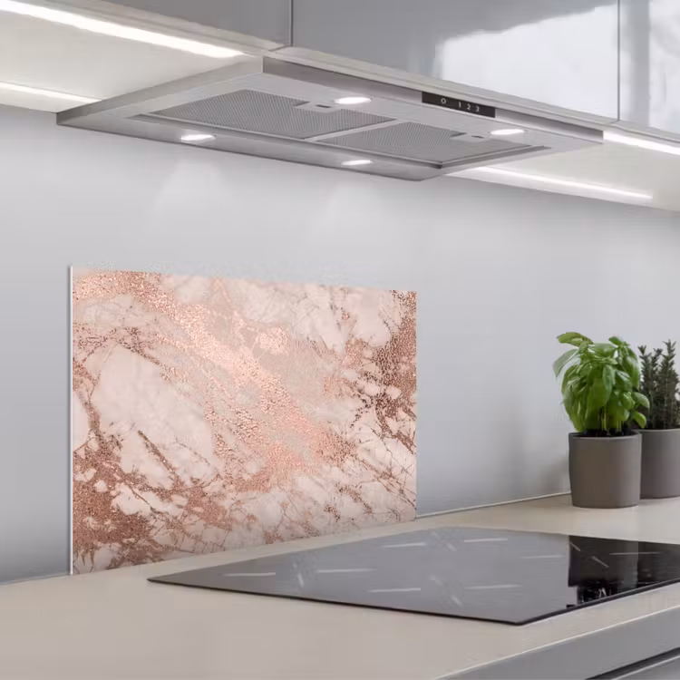 Spatscherm keuken - Marmer - Roze - Luxe - Marmerlook - Glitter - Design — 5