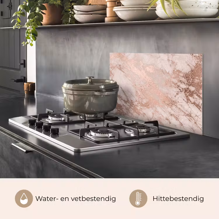Spatscherm keuken - Marmer - Roze - Luxe - Marmerlook - Glitter - Design — 7