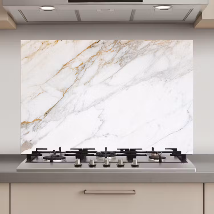 Spatscherm keuken - Marmer - Steen - Wit - Goud - Marmerlook - Steen - Luxe