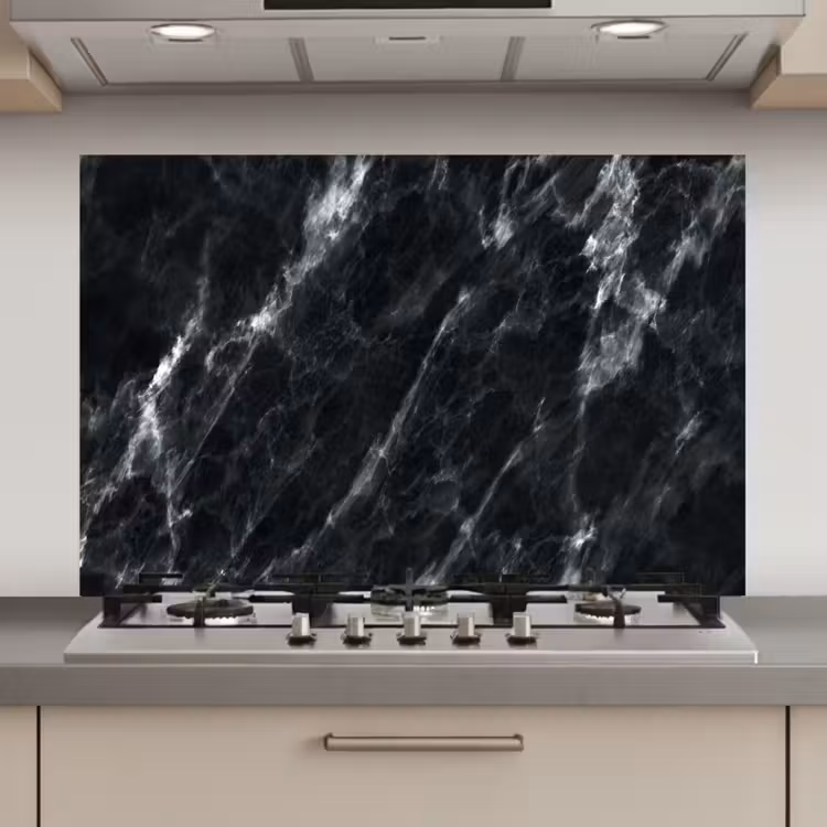 Spatscherm keuken - Marmer - Zwart - Luxe — 1