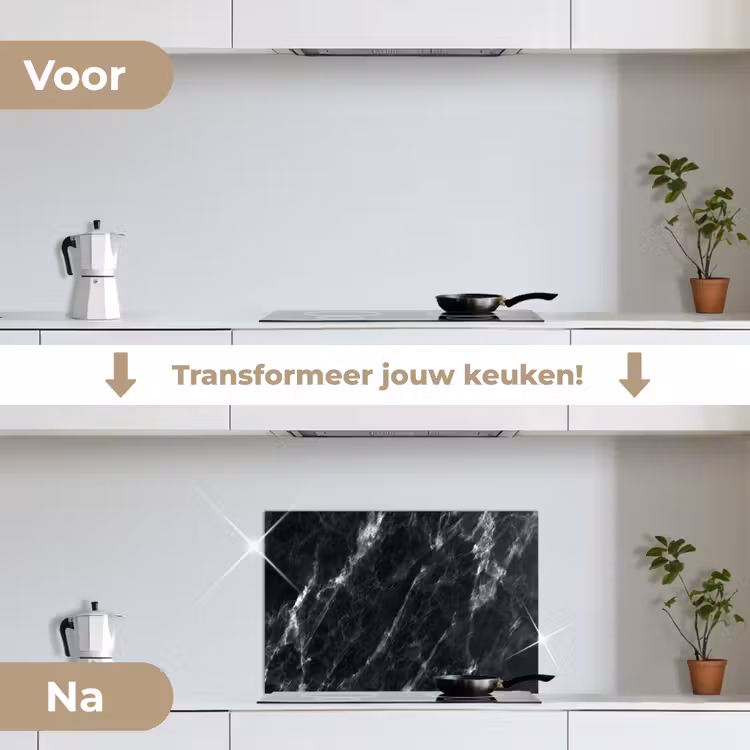 Spatscherm keuken - Marmer - Zwart - Luxe — 3