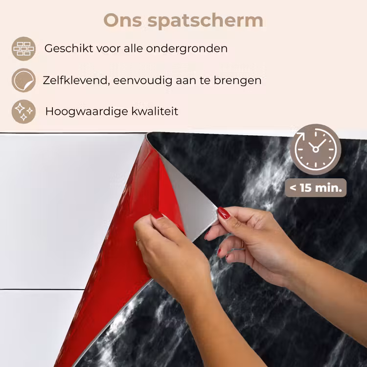 Spatscherm keuken - Marmer - Zwart - Luxe — 4