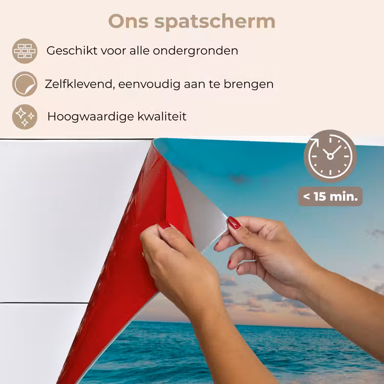 Spatscherm keuken - Zonsondergang - Strand - Zee - Zomer - Blauw — 4