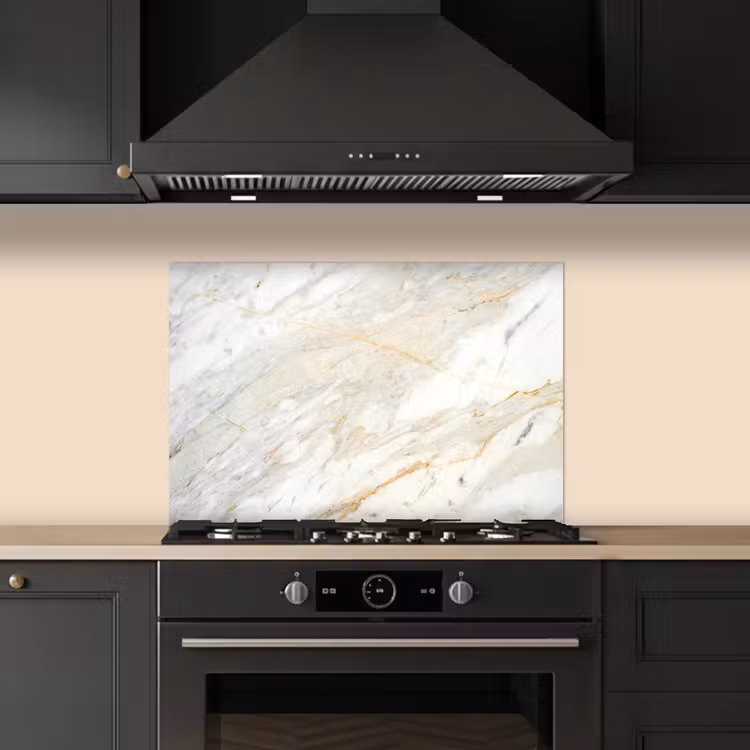 Spatscherm keuken - Zwart-wit foto van marmer — 2