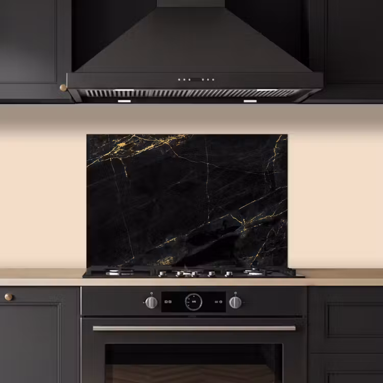 Spatscherm keuken - Marmer look - Luxe - Zwart - Goud — 2