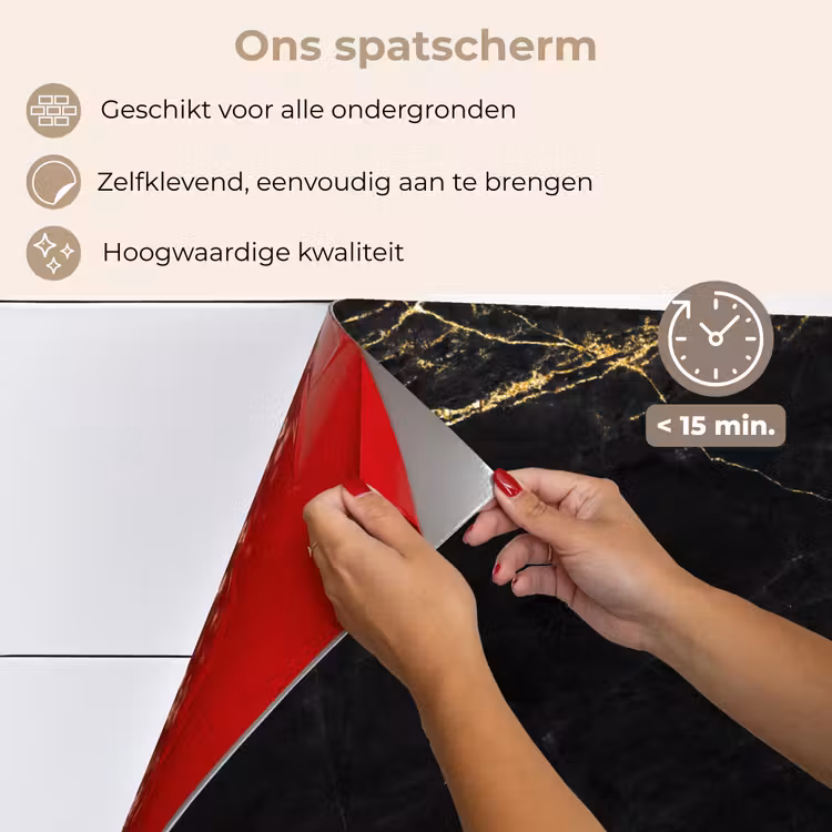 Spatscherm keuken - Marmer look - Luxe - Zwart - Goud — 4