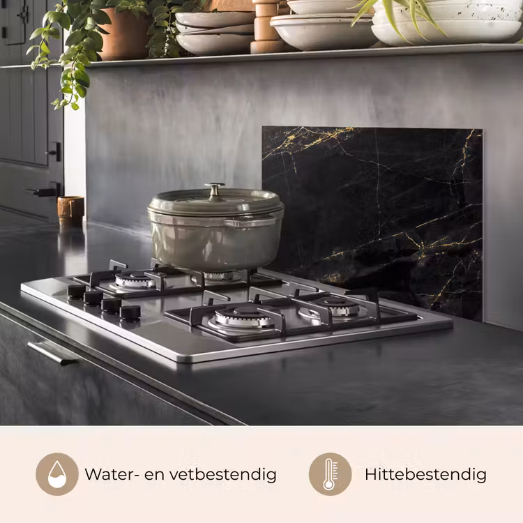 Spatscherm keuken - Marmer look - Luxe - Zwart - Goud — 7
