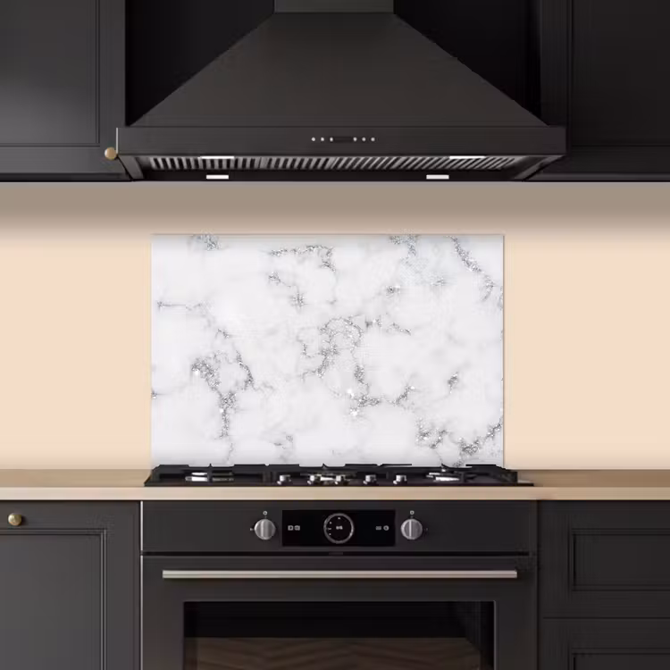 Spatscherm keuken - Marmer - Wit - Zilver - Glitter - Marmerlook - Chique — 2