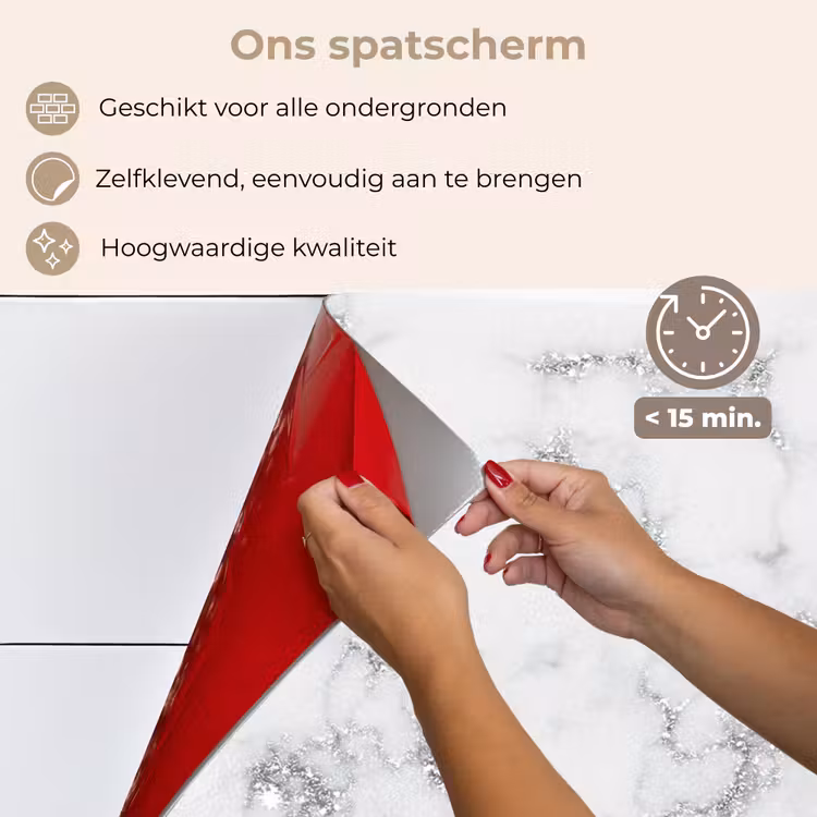 Spatscherm keuken - Marmer - Wit - Zilver - Glitter - Marmerlook - Chique — 4
