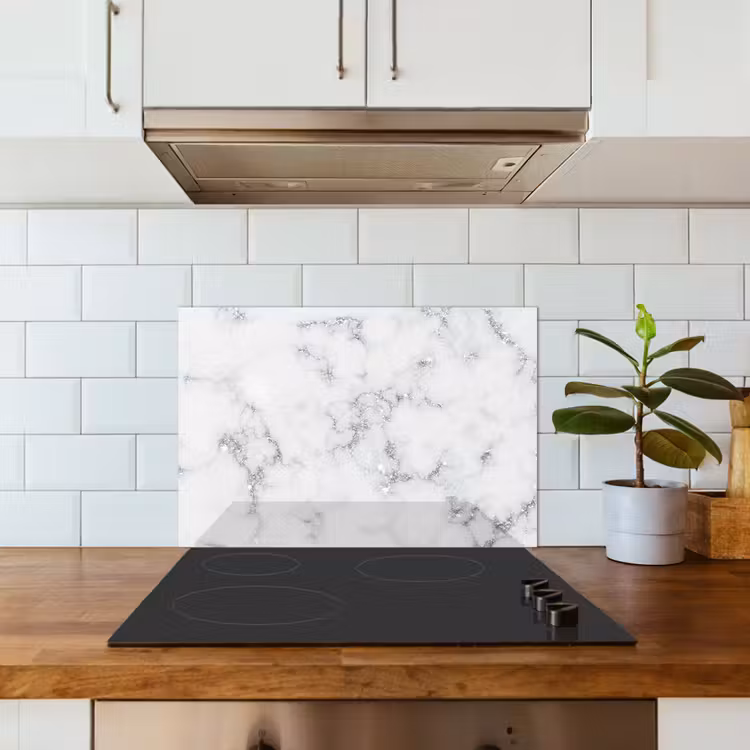 Spatscherm keuken - Marmer - Wit - Zilver - Glitter - Marmerlook - Chique — 6