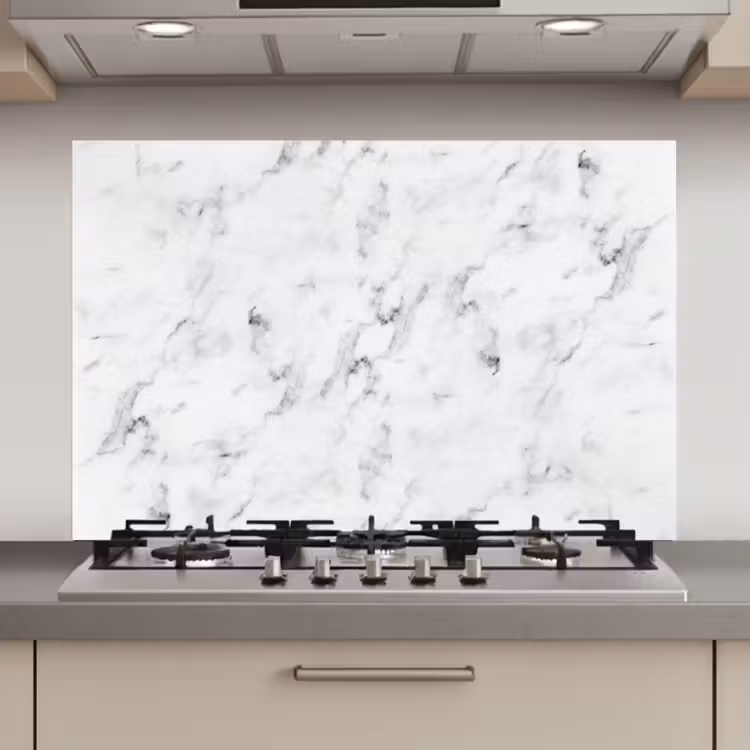 Spatscherm keuken - Marmer - Luxe - Wit - Grijs - Marmerlook — 1