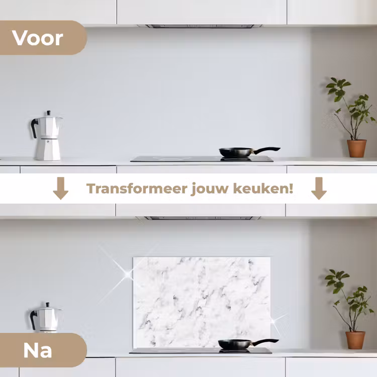 Spatscherm keuken - Marmer - Luxe - Wit - Grijs - Marmerlook — 3