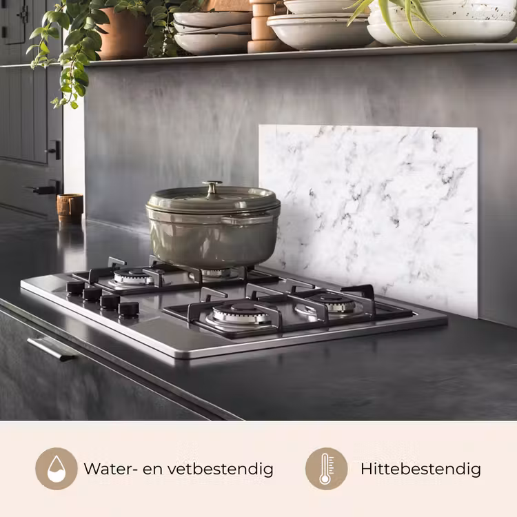 Spatscherm keuken - Marmer - Luxe - Wit - Grijs - Marmerlook — 7