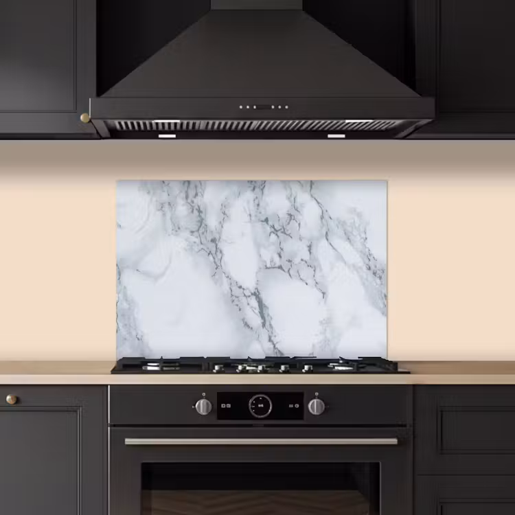 Spatscherm keuken - Marmer - Patroon - Gijs - Wit - Marmerlook - Luxe — 2