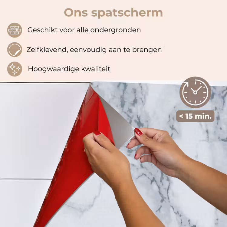 Spatscherm keuken - Marmer - Patroon - Gijs - Wit - Marmerlook - Luxe — 4