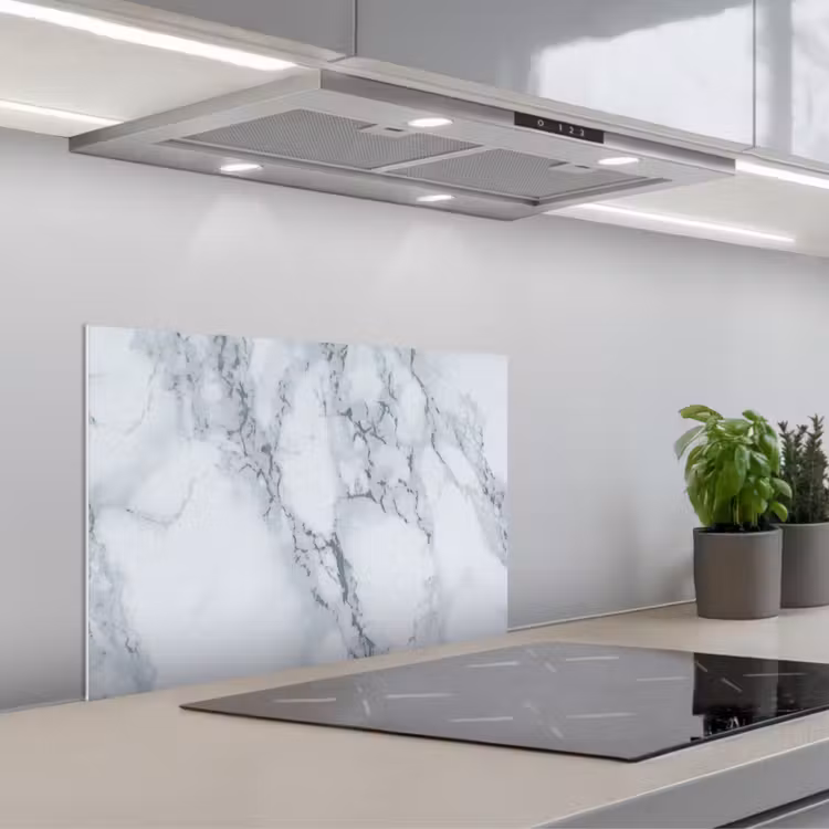 Spatscherm keuken - Marmer - Patroon - Gijs - Wit - Marmerlook - Luxe — 5