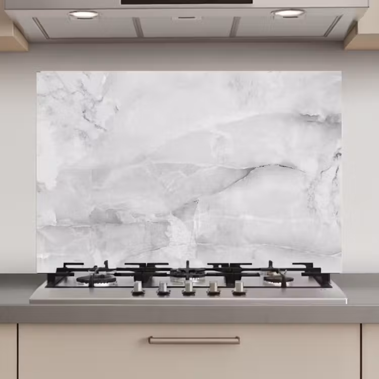 Spatscherm keuken - Marmer - Steen - Wit - Grijs - Marmerlook — 1