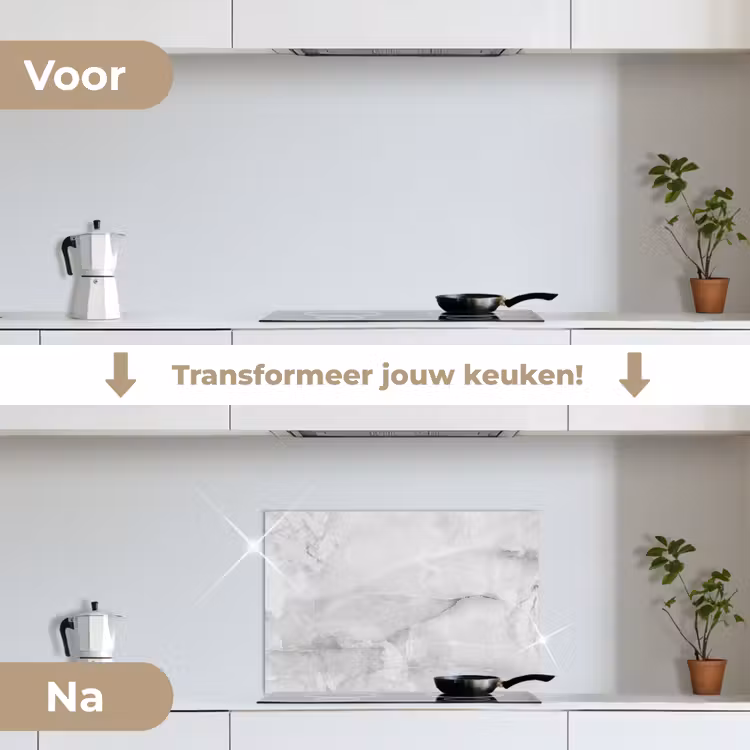 Spatscherm keuken - Marmer - Steen - Wit - Grijs - Marmerlook — 3