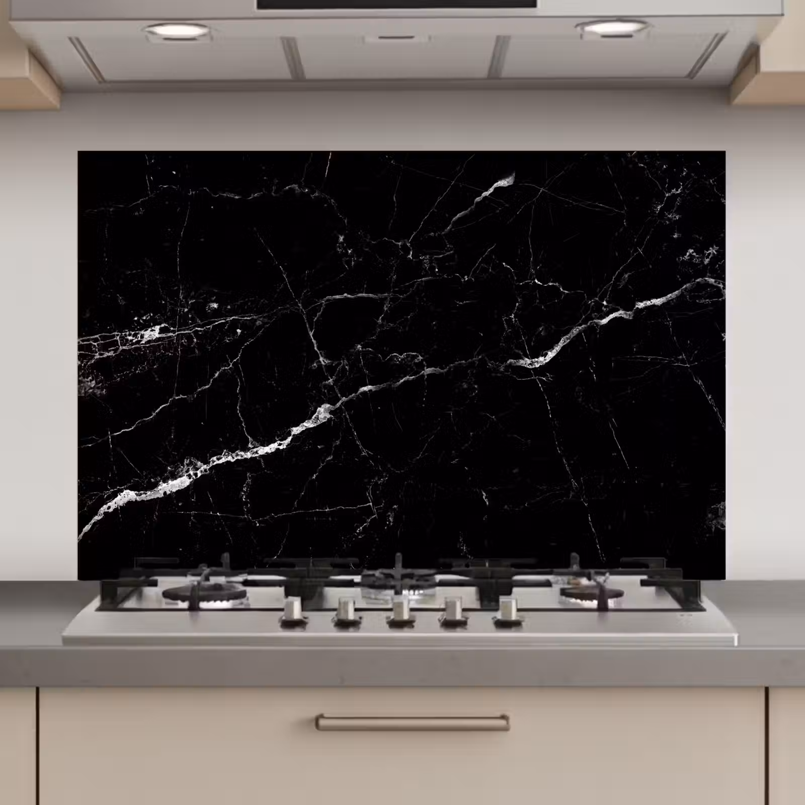 Spatscherm keuken - Marmer look - Zwart - Luxe — 1